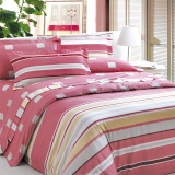 红富士生态家纺 生态纺350系列纯棉斜纹印花床上用品四件套 莱茵河畔红