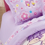 红富士生态家纺 韩国多丽双人儿童床单被套四件套 TDL3 甜蜜时刻紫A版
